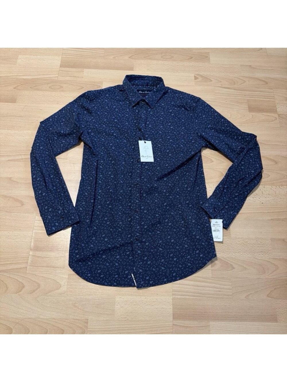 Robert Graham NWT Schneider Casual Button Down Shirt Size L Tailored Fit in Blue